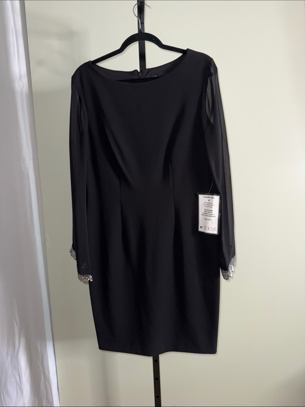 connected apparel Black Long Sleeve Sheath Dress